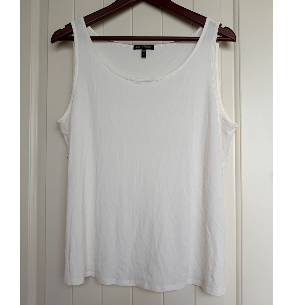 Eileen Fisher Silk Tank Top Women XL Ivory Cream Scoop Neck Sleeveless EEGK